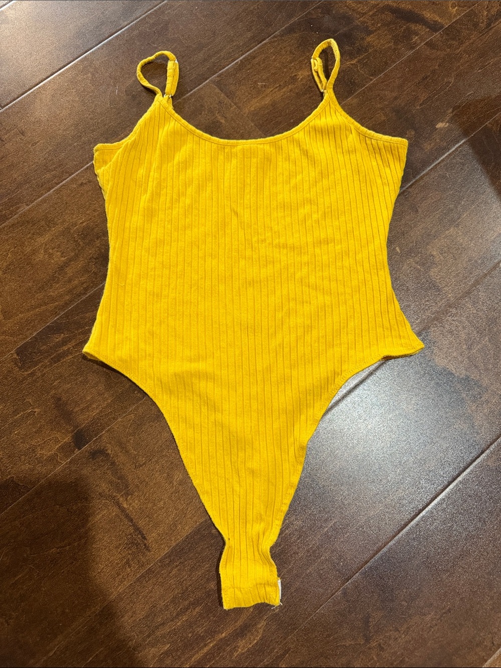 Womens Ribbed Yellow Bodysuit
